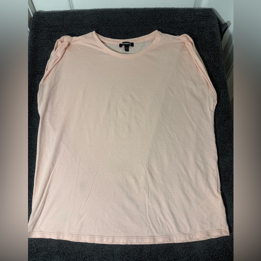 Express Pink Gathered Short Sleeve Top
